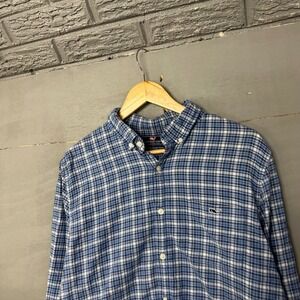 Vineyard Vines Slim Fit Tucker Shirt Blue Plaid Long Sleeve Button Men's Large
